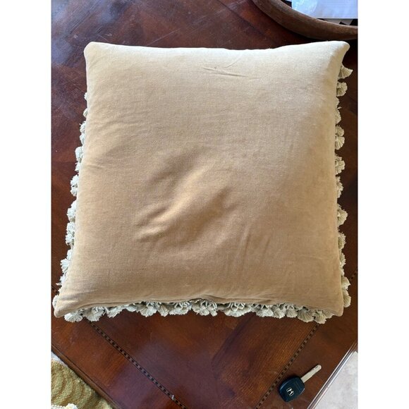 Decorative Needle point Feather Accent Pillow With Yellow Rose Design & Tassel T - Picture 5 of 10